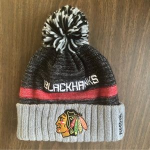Reebok Blackhawks Beanie Pom Winter Hat